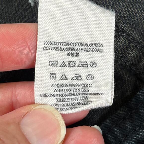 Free People Black Denim Trucker Jacket Hooded Distressed Knit Sleeves Size S - Picture 12 of 12